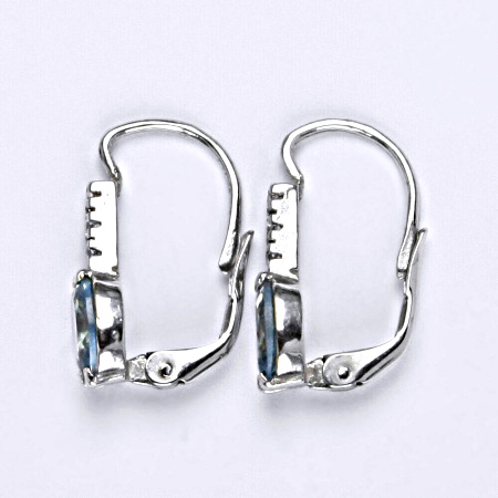 Stříbrné náušnice se syntetickými zirkony na patent VE 9 akvamarin