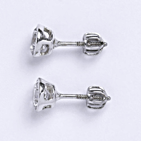 Stříbrné náušnice s čirým zirkonem na šroubek, NŠ 1050