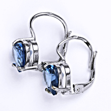 Stříbrné náušnice s akvamarínem, srdce 8x8mm, NK 1358 