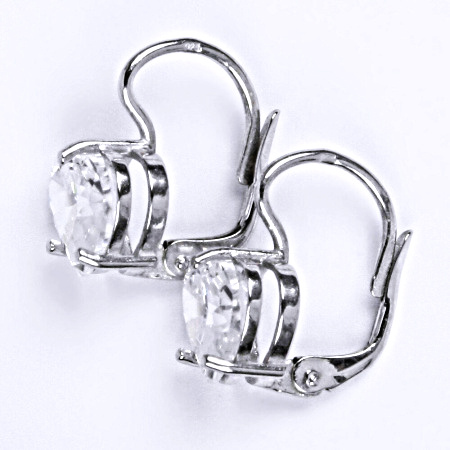 Stříbrné náušnice s čirým zirkonem, srdce 8x8mm, NK 1358