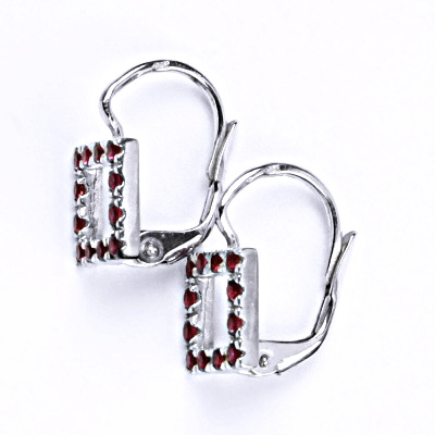 Stříbrné náušnice se syntetickými rubíny,náušnice ze stříbra, NK 1403