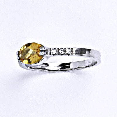 Stříbrný prsten s přírodním citrínem pálený, prsten VR 237