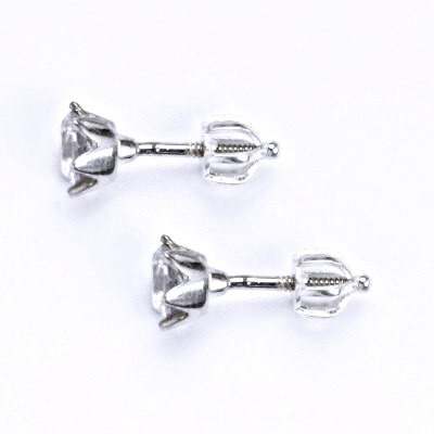 Stříbrné náušnice na šroubek s čirým zirkonem NŠ 1014