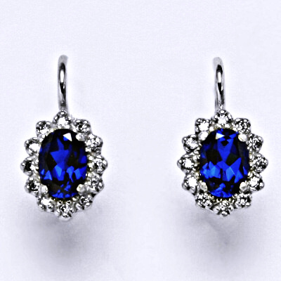 Zlaté náušnice Kate, bílé i žluté zlato ,zirkon spinel 7x5 mm - VE 247