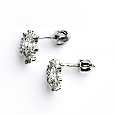 Zlaté náušnice, bílé i žluté zlato, kytička, náušnice se zikrony, kytka, VE 50A