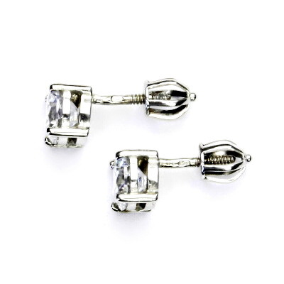 Zlaté náušnice, bílé i žluté zlato, čirý zirkon 6 mm - NŠ 1250 