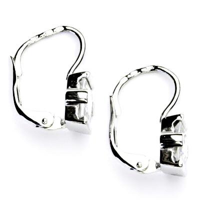 Zlaté náušnice, bílé zlato, čirý zirkon čtverec - VE 182