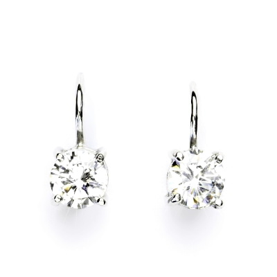 Zlaté náušnice, bílé i žluté zlato, čirý zirkon 6 mm - NK 1250 