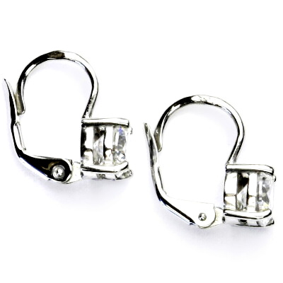 Zlaté náušnice, bílé i žluté zlato, přírodní křišťál 6 mm - NK 1250 