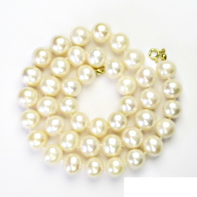 Náhrdelník z přírodních říčních perel,přírodní říční perly,žluté zlato 8 mm - poslední kus