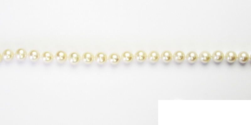 Náhrdelník z přírodních říčních perel, bílé přírodní říční perly, žluté zlato, 5 mm 