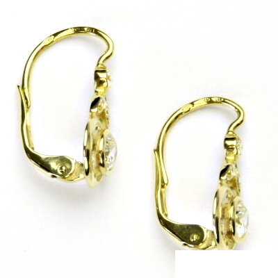 Zlaté náušnice, žluté zlato, čiré zirkony, náušnice ze zlata, NK 1464