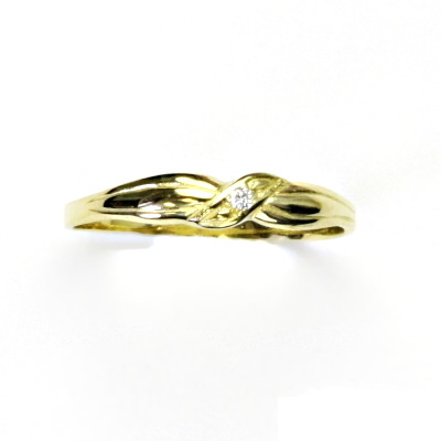 Zlatý prsten, žluté zlato, prstýnek s čirým zirkonem, čirý zirkon, T 1481