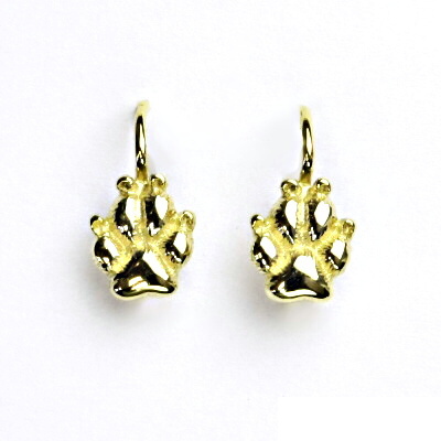 Zlaté náušnice, psí tlapky, žluté zlato - NK 1333
