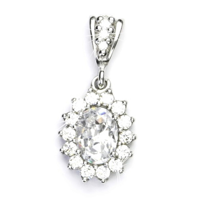 Zlatý přívěsek Kate, bílé i žluté zlato, číré zirkony - P 1507/2 