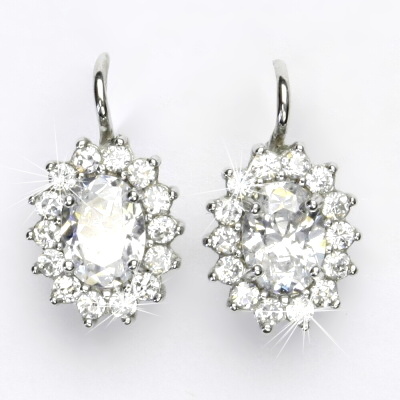 Zlaté náušnice Kate, bílé i žluté zlato, čiré zirkony - NK 1507