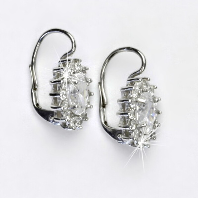 Zlaté náušnice Kate, bílé i žluté zlato, čiré zirkony - NK 1507