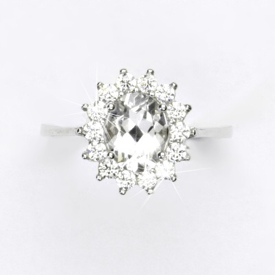 Zlatý prsten Kate, bílé i žluté zlato, čiré zirkony - T 1507