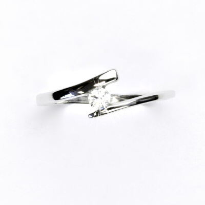 Zlatý prsten, bílé zlato, zásnubní prstýnek se zirkonem, čirý zirkon, VR 310 