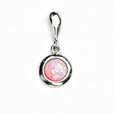 Zlatý přívěsek, bílé zlato, růžový syntetický opál, P 1471 