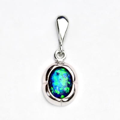 Zlatý přívěsek, bílé i žluté zlato, syntetický zelený opál - P 1374 