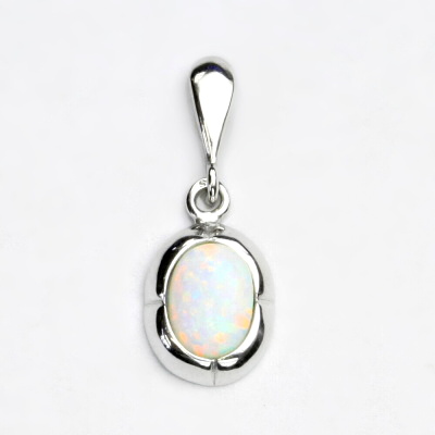 Zlatý přívěsek, bílé i žluté zlato, syntetický bílý opál - P 1374 