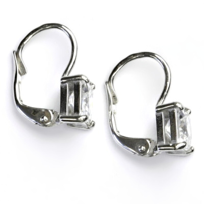 Zlaté náušnice čtverec, bílé zlato , čirý zirkon - VE 130 