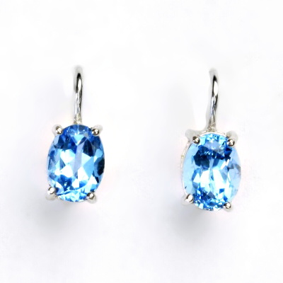 Zlaté náušnice ,bílé i žluté zlato, náušnice s přírodním topazem swiss - NK 1245