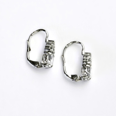 Zlaté náušnice, bílé i žluté zlato, čiré zirkony - VE 168