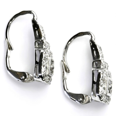 Zlaté náušnice, bílé i žluté zlato, náušnice ze zlata, čiré zirkony, VE 86 