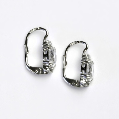 Zlaté náušnice, bílé i žluté zlato, náušnice s čirými zirkony, VE 23 