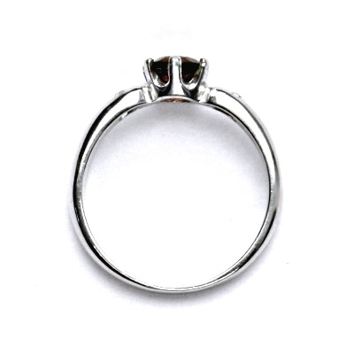 Zlatý prsten s diamanty a přírodním granátem, bílé zlato, VLZDR048 