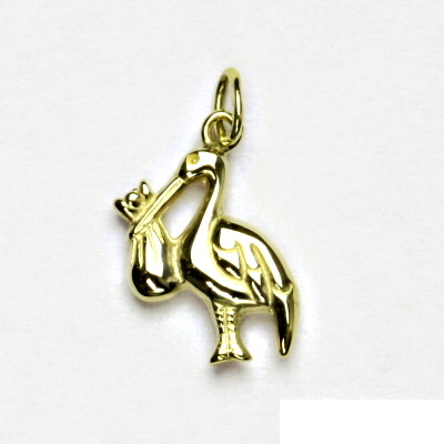 Zlatý přívěsek, čáp, přívěšek ze zlata, žluté zlato, P 947