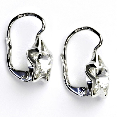 Zlaté náušnice,bílé zlato, hvězdičky, Swarovski krystal čirý, NK 1325