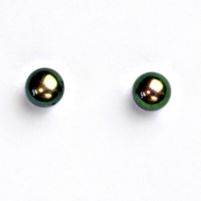 Zlaté náušnice, bílé zlato, přírodní říční černá perla 5,5 -6 mm, NŠ 1183