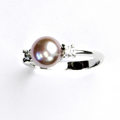 Zlatý prsten, přírodní říční perla růžová, bílé i žluté zlato - T 1207