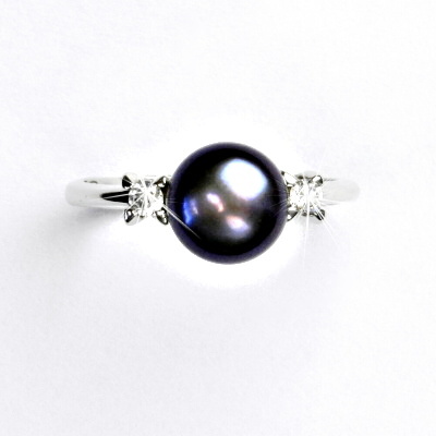 Zlatý prsten, přírodní říční perla černá, bílé i žluté zlato - T 1207