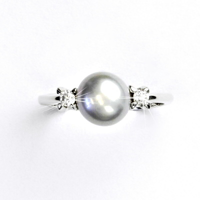 Zlatý prsten, přírodní říční perla šedá, bílé i žluté zlato - T 1207 