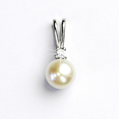 Zlatý přívěsek, bílé zlato, zlato, přírodní perla bílá, přívěšek, P 1207A 