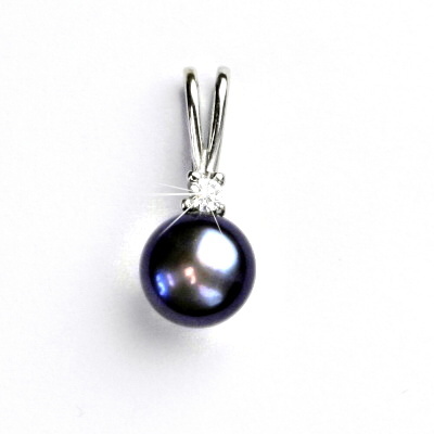Zlatý přívěsek, bílé zlato, zlato, přírodní perla černá, přívěšek, P 1207A 