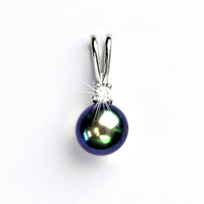 Zlatý přívěsek, bílé zlato, zlato, přírodní perla černá, přívěšek, P 1207A 