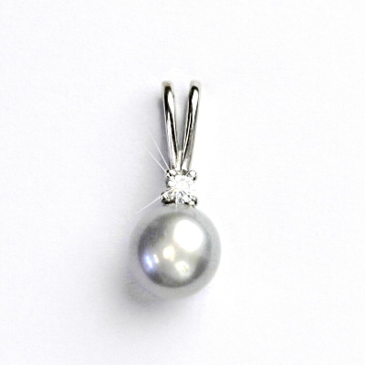 Zlatý přívěsek, bílé zlato, zlato, přírodní perla šedá, přívěšek, P 1207A 