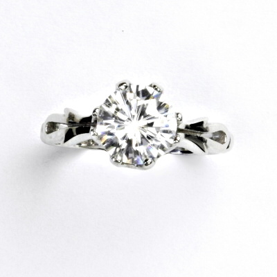 Zlatý prsten, bílé zlato, prstýnek se zirkonem, čirý zirkon, T 1261