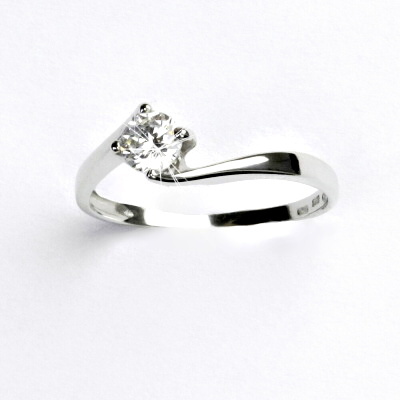 Zlatý prsten s diamantem 0,22 ct, bílé zlato - VR 282