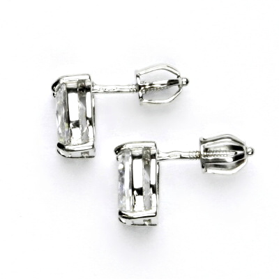 Stříbrné náušnice, přírodní křišťál 8x6 mm - NŠ 1245
