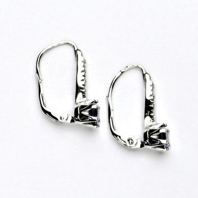 Stříbrné náušnice, zirkony čiré a  akvamarin - VE 10