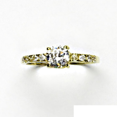 Zlatý prsten, žluté i bílé zlato ,čiré zirkony a přírodní křišťál -  VR 312