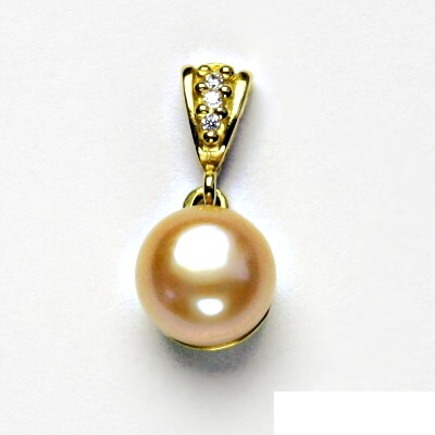 Zlatý přívěsek s perlou , žluté i bílé zlato, přírodní perla lososová 10 mm - P 1298/2 