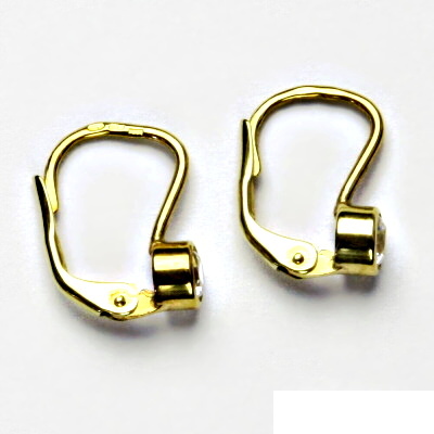 Zlaté náušnice, žluté zlato, čirý zirkon, VE 159