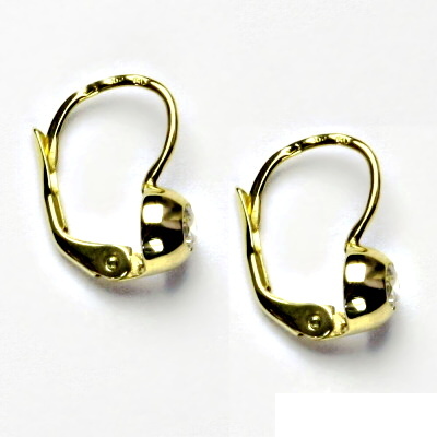 Zlaté náušnice, žluté zlato,čirý zirkon - VE 147